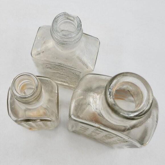 Antique Glass Bottles Clear Embossed Set of 3 - Picture 5 of 12